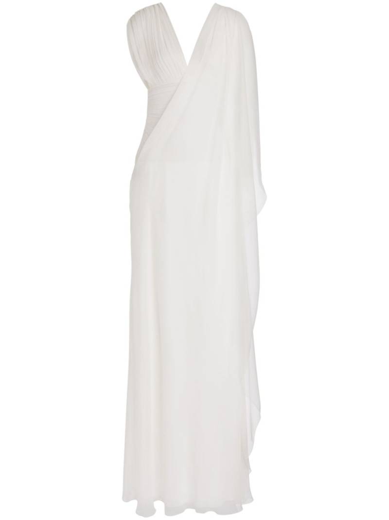 Alberta Ferretti ruched single-sleeve silk dress - White von Alberta Ferretti