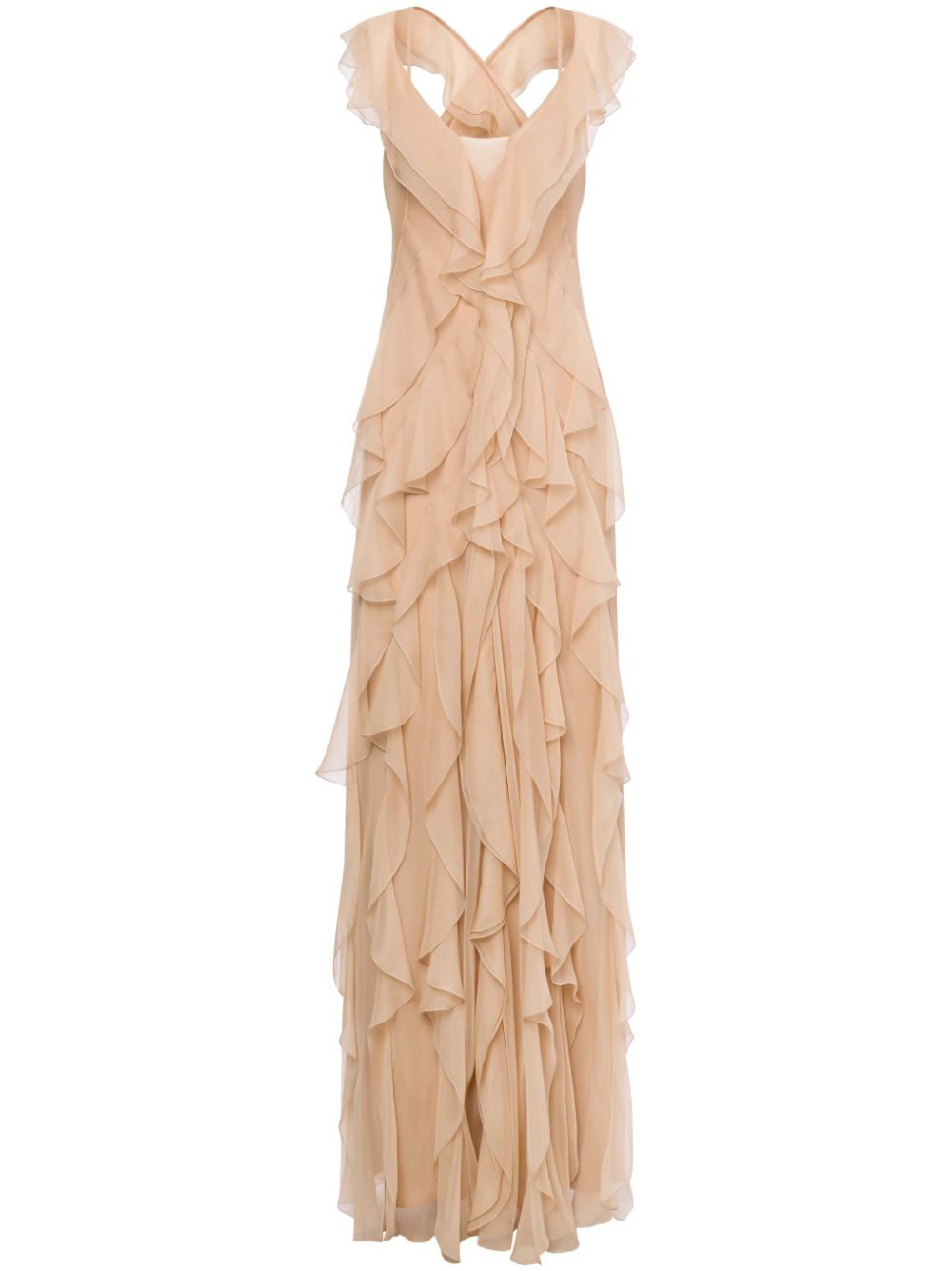 Alberta Ferretti ruffled gown - Neutrals von Alberta Ferretti