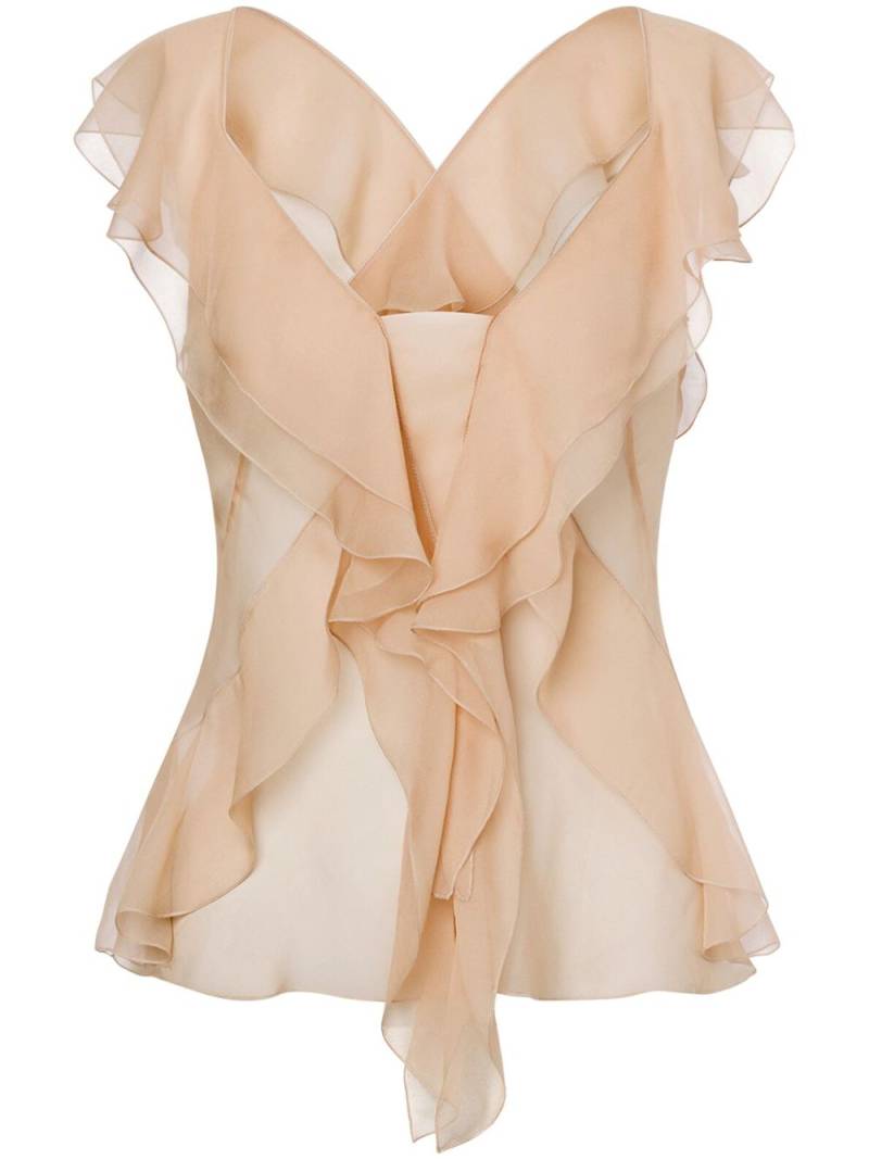 Alberta Ferretti ruffled silk blouse - Neutrals von Alberta Ferretti