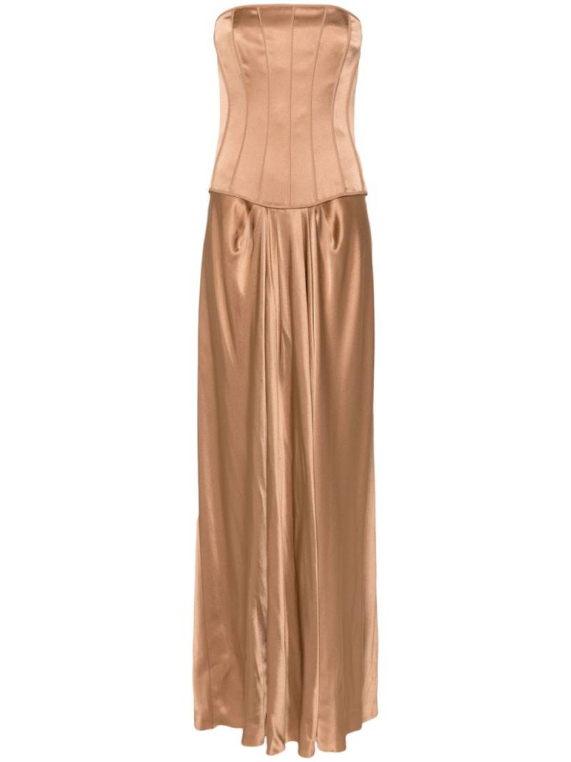 Alberta Ferretti satin maxi dress - Brown von Alberta Ferretti