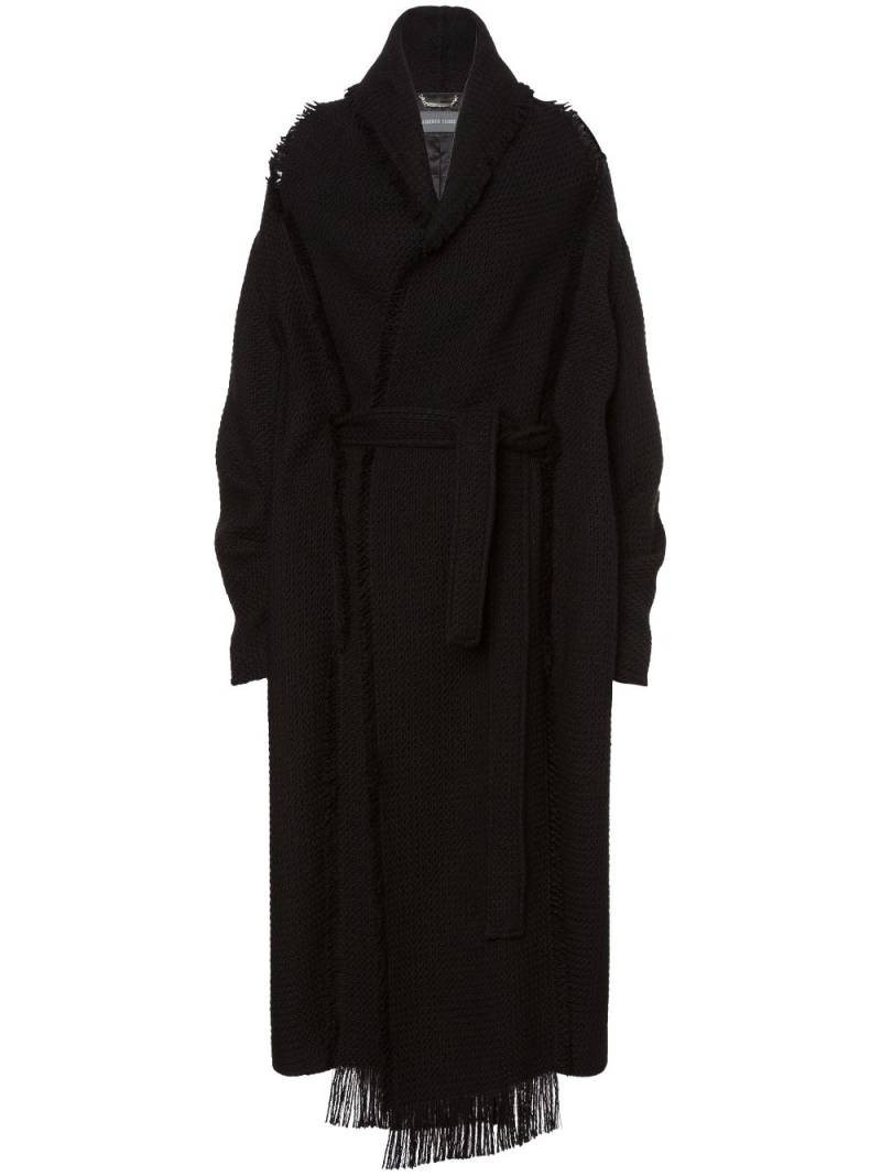 Alberta Ferretti scarf-collar virgin-wool knitted coat - Black von Alberta Ferretti