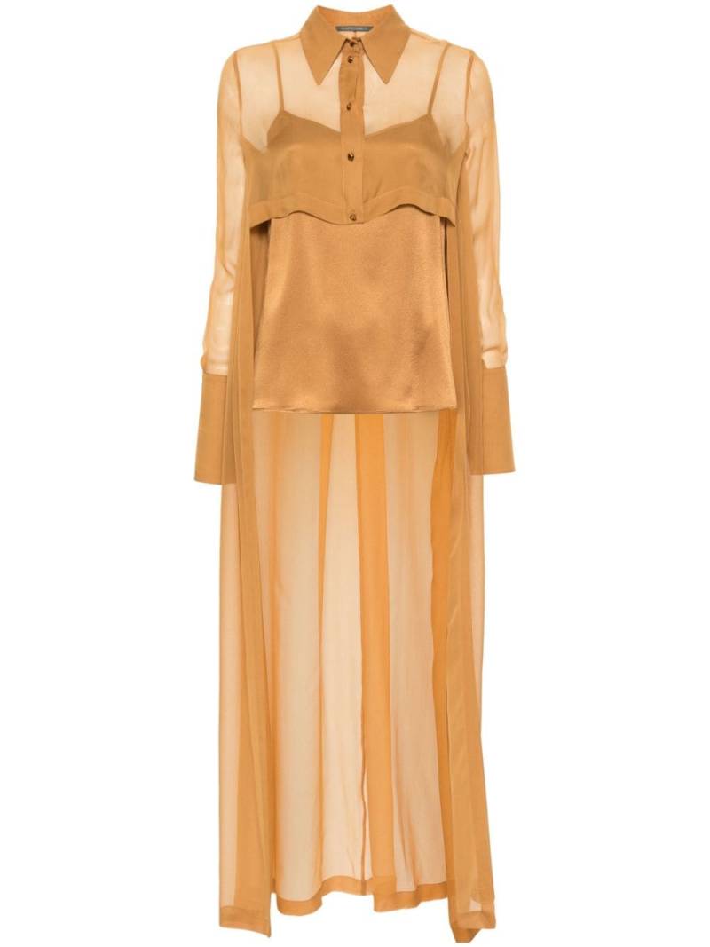 Alberta Ferretti semi-sheer asymmetric shirt - Brown von Alberta Ferretti