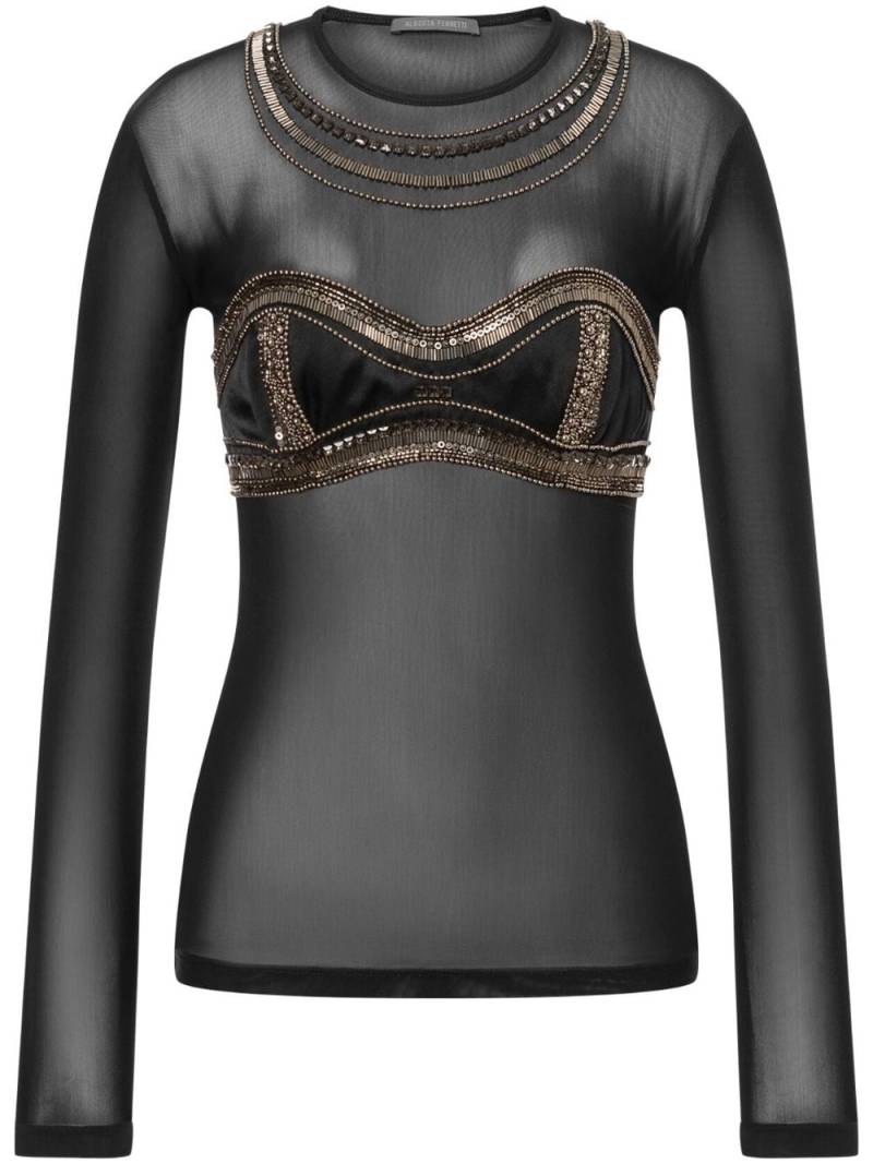 Alberta Ferretti semi-sheer beaded top - Black von Alberta Ferretti