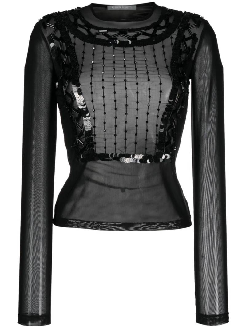 Alberta Ferretti semi-sheer sequin-embellished top - Black von Alberta Ferretti