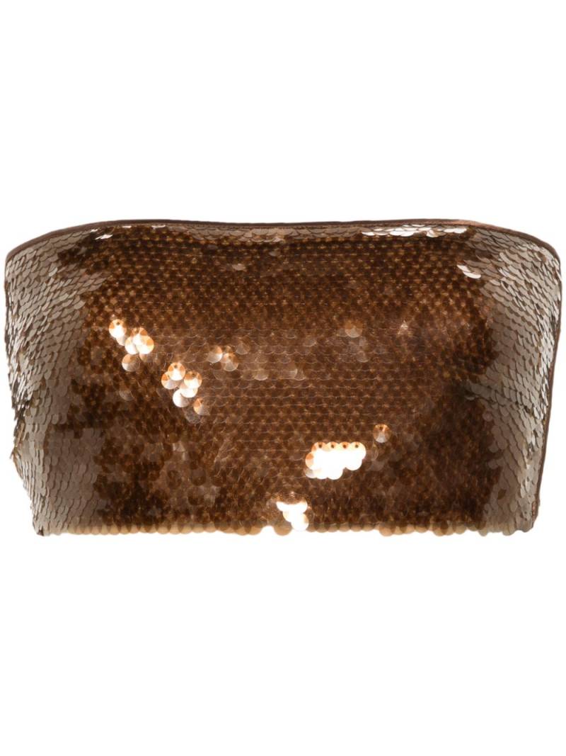 Alberta Ferretti sequin-embellished cropped tube top - Brown von Alberta Ferretti