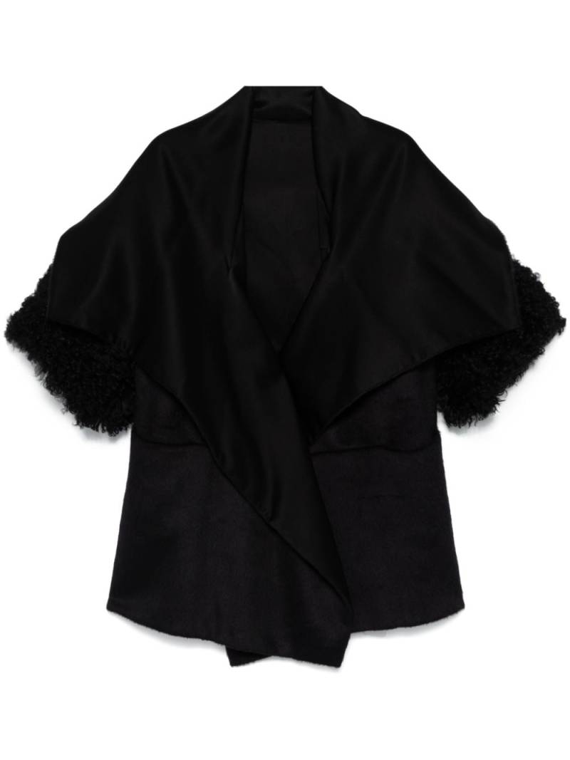 Alberta Ferretti shearling-trim cape - Black von Alberta Ferretti