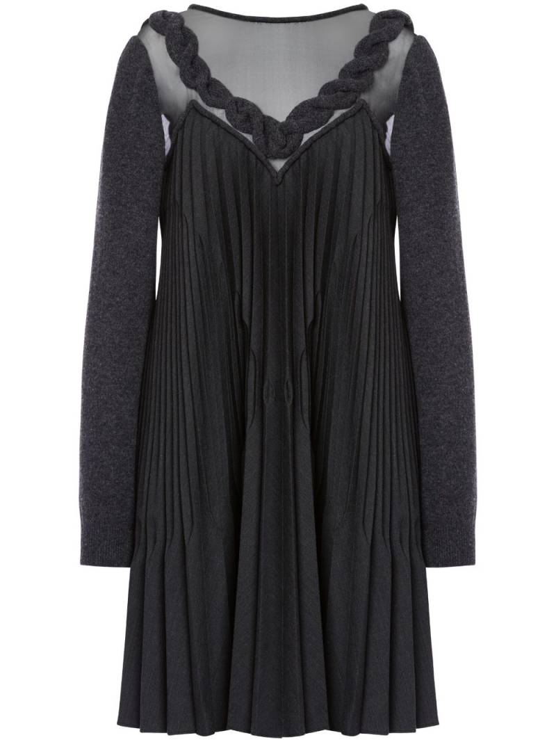 Alberta Ferretti sheer-panelled knitted dress - Grey von Alberta Ferretti