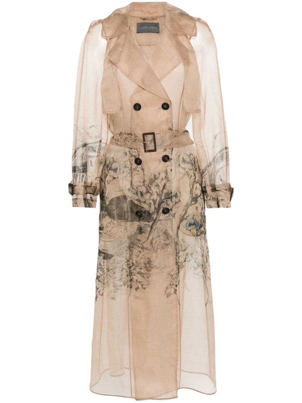 Alberta Ferretti sheer silk trench coat - Neutrals von Alberta Ferretti