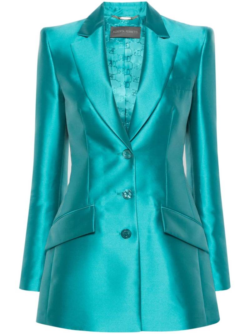 Alberta Ferretti single-breasted duchess-satin blazer - Blue von Alberta Ferretti