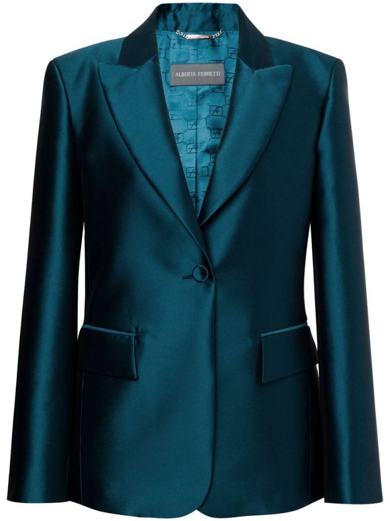 Alberta Ferretti single-breasted satin blazer - Blue von Alberta Ferretti