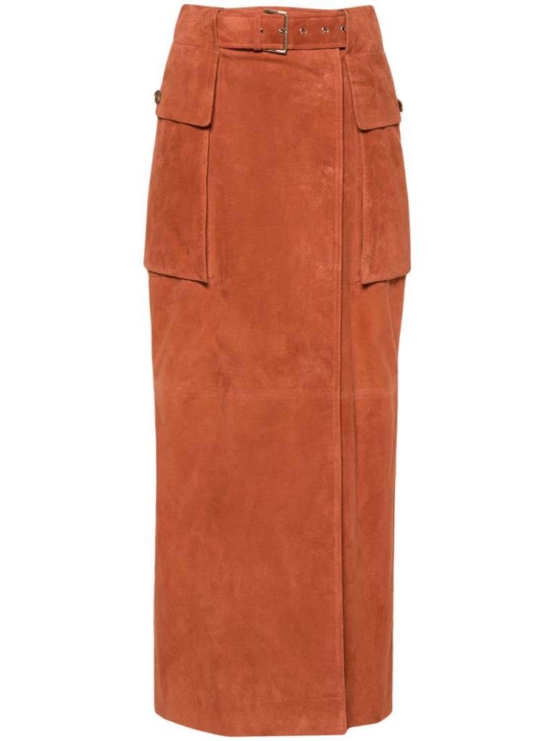 Alberta Ferretti slit suede skirt - Brown von Alberta Ferretti