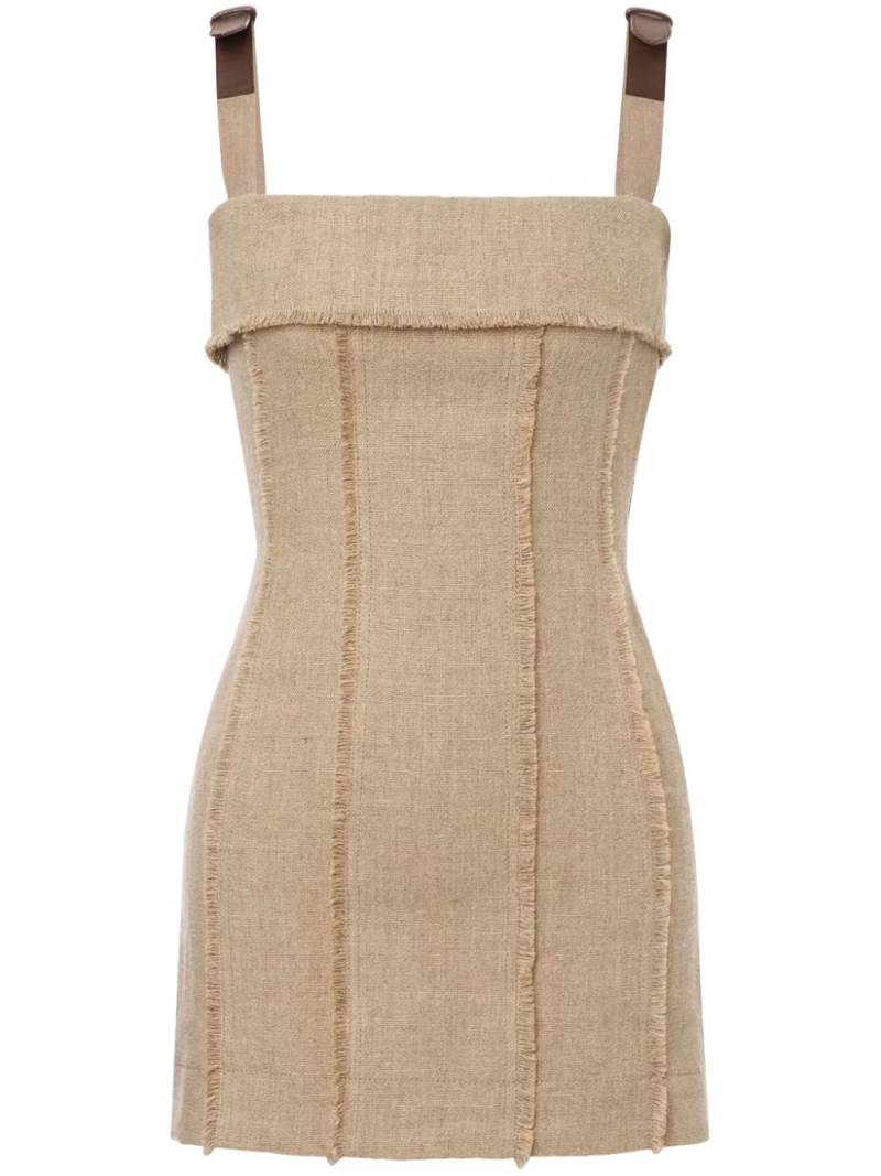 Alberta Ferretti square-neck linen minidress - Neutrals von Alberta Ferretti