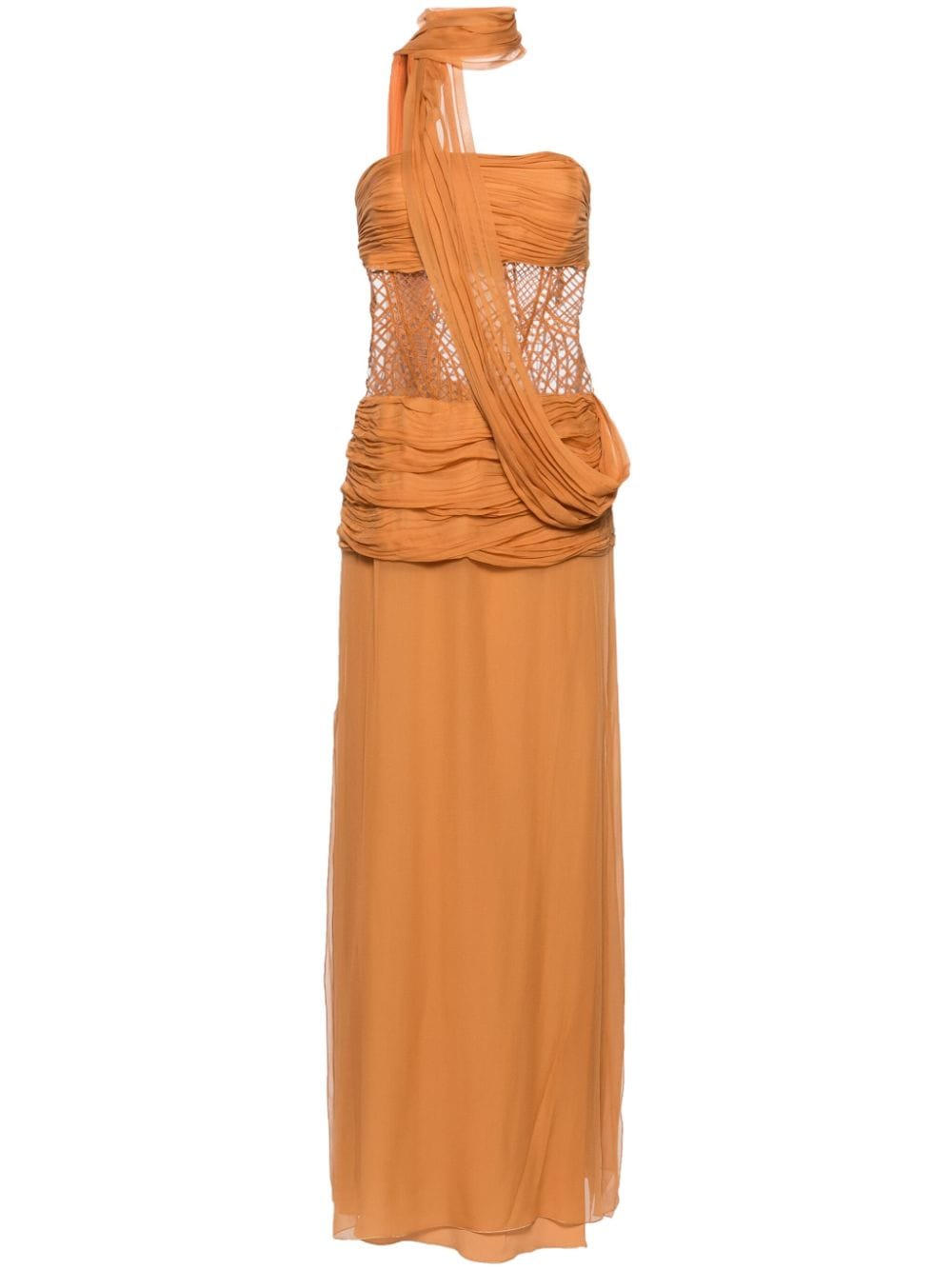 Alberta Ferretti plissé bustier maxi dress - Brown von Alberta Ferretti