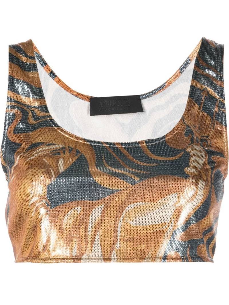 Alberta Ferretti swirl print metallic crop top - Grey von Alberta Ferretti