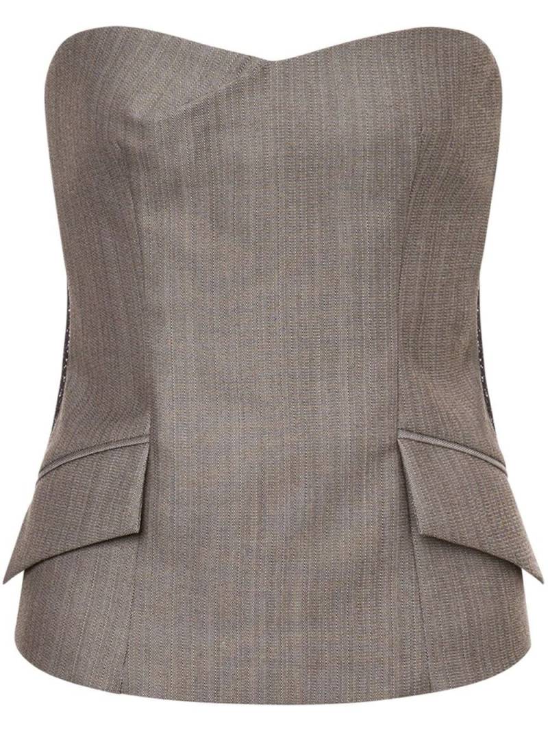 Alberta Ferretti wool tweed bustier top - Grey von Alberta Ferretti