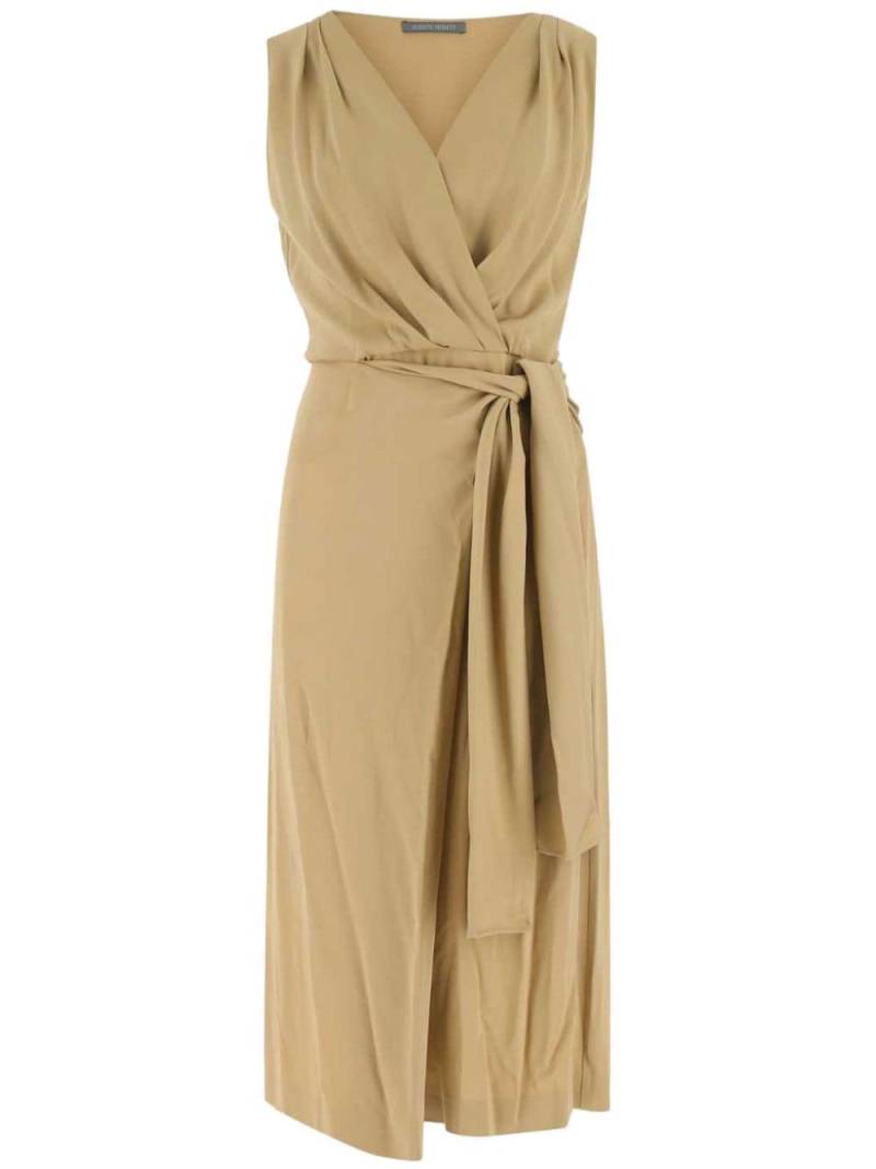 Alberta Ferretti wrap sleeveless midi dress - Neutrals von Alberta Ferretti