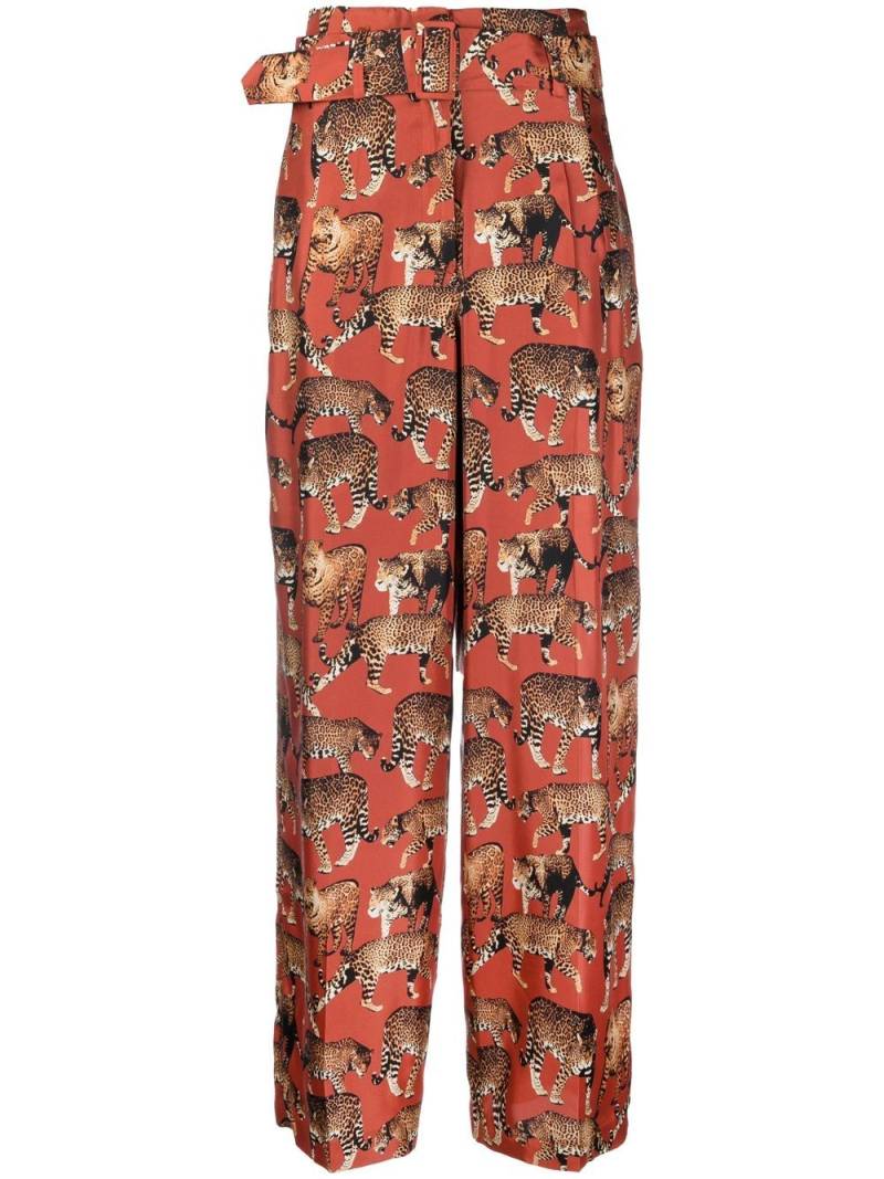 Alberto Biani animal graphic silk trousers - Red von Alberto Biani