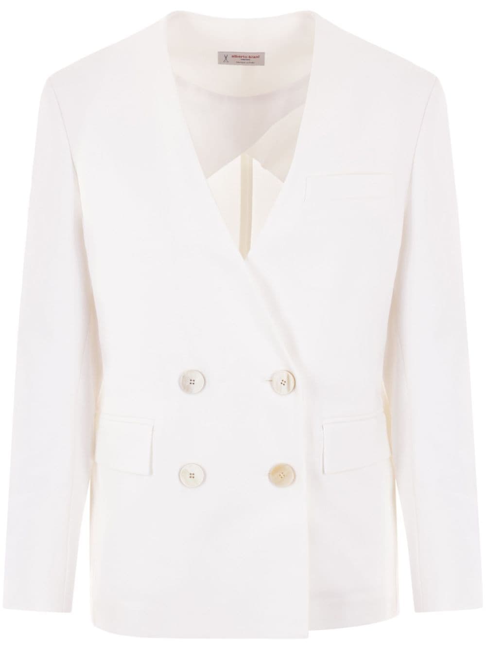 Alberto Biani double-breasted collarless blazer - White von Alberto Biani