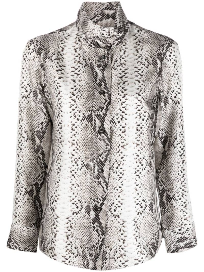 Alberto Biani snakeskin-print high-neck silk shirt - Black von Alberto Biani