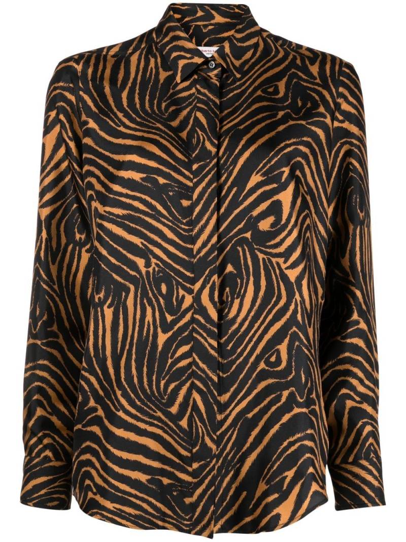 Alberto Biani zebra-print silk shirt - Black von Alberto Biani