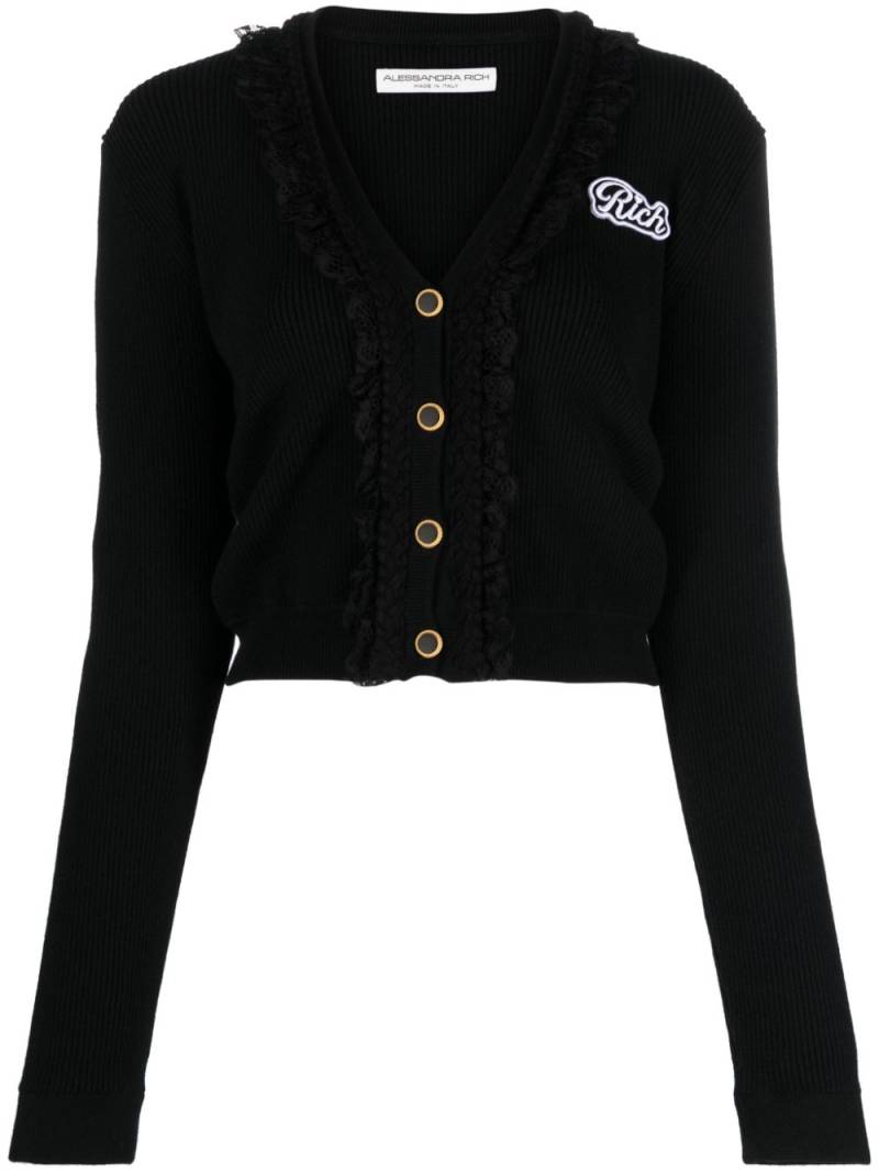 Alessandra Rich Rich ribbed-knit cardigan - Black von Alessandra Rich