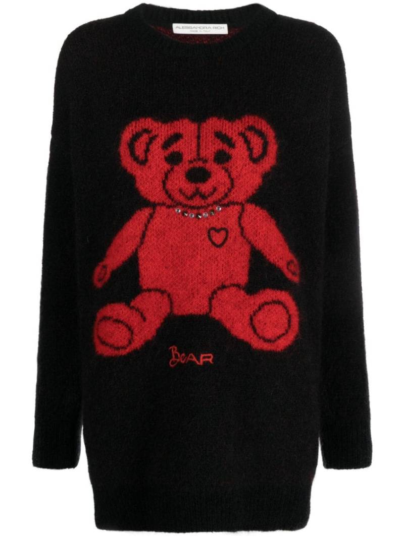 Alessandra Rich bear jacquard-knit jumper - Black von Alessandra Rich