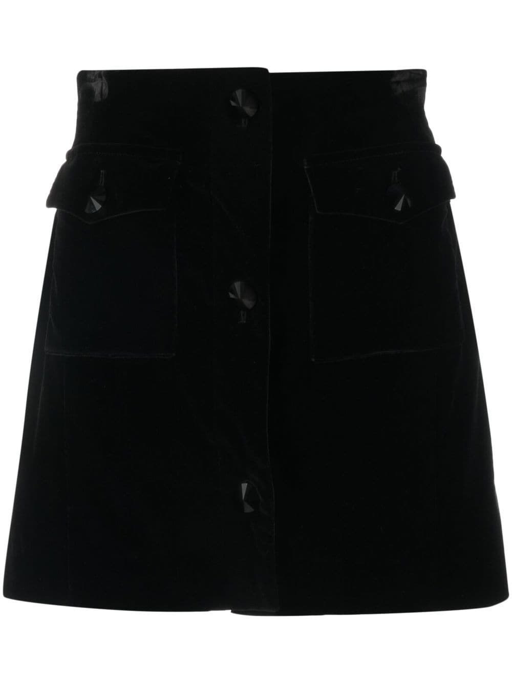 Alessandra Rich button-detail velvet A-line skirt - Black von Alessandra Rich