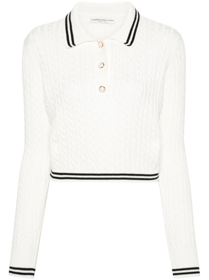 Alessandra Rich cable-knit polo jumper - Neutrals von Alessandra Rich