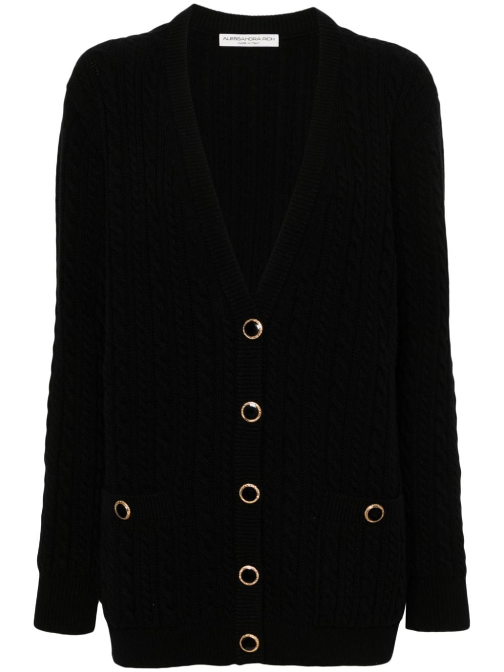 Alessandra Rich cable-knit wool cardigan - Black von Alessandra Rich