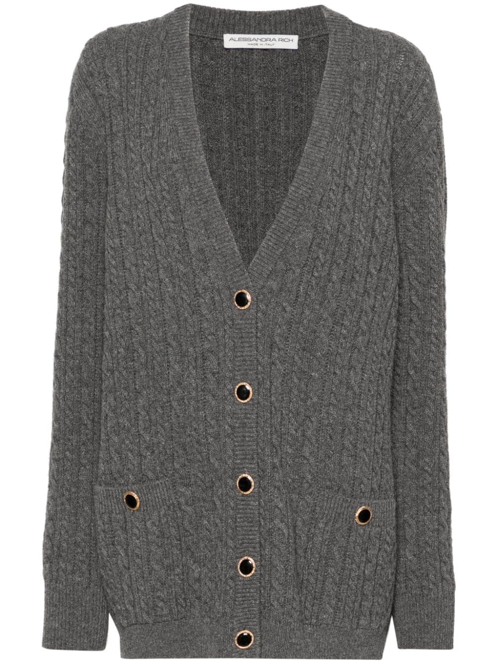 Alessandra Rich cable-knit wool cardigan - Grey von Alessandra Rich