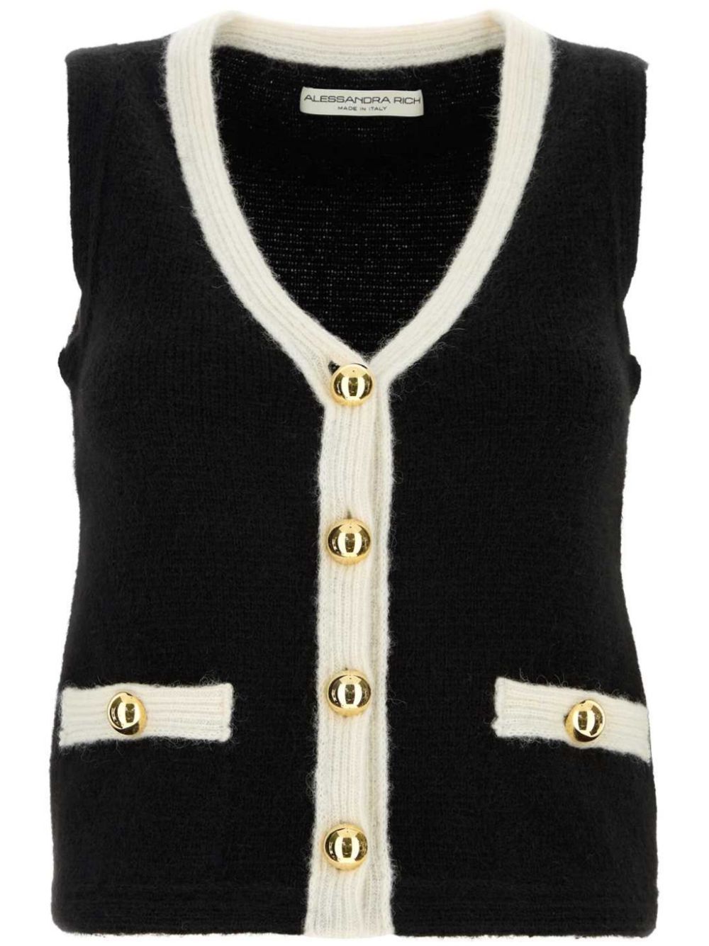 Alessandra Rich contrast-trim knitted vest - Black von Alessandra Rich