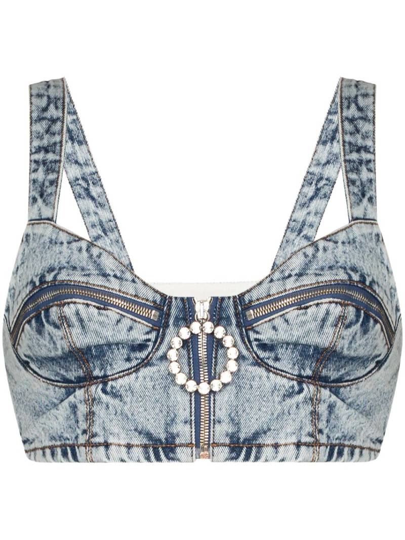 Alessandra Rich crystal-embellished denim bustier - Blue von Alessandra Rich