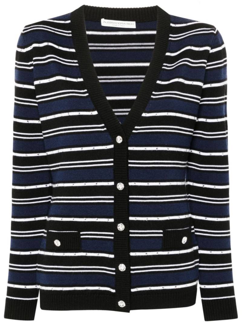 Alessandra Rich crystal-embellished striped cardigan - Blue von Alessandra Rich