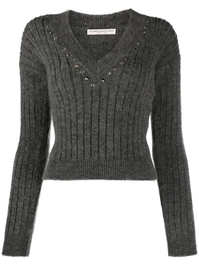 Alessandra Rich crystal-embellished wool jumper - Grey von Alessandra Rich