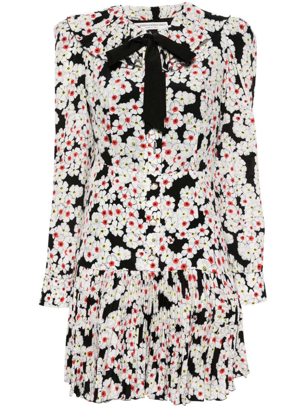 Alessandra Rich daisy-print silk dress - Black von Alessandra Rich