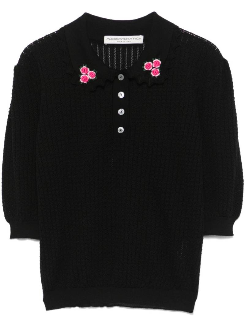 Alessandra Rich embroidery lace-knit sweater - Black von Alessandra Rich