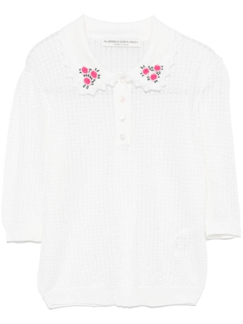 Alessandra Rich embroidery lace-knit sweater - White von Alessandra Rich