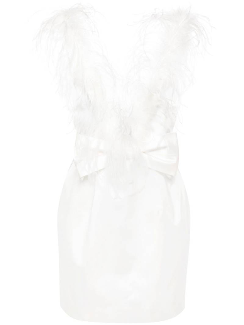 Alessandra Rich feather-trim silk mini dress - White von Alessandra Rich