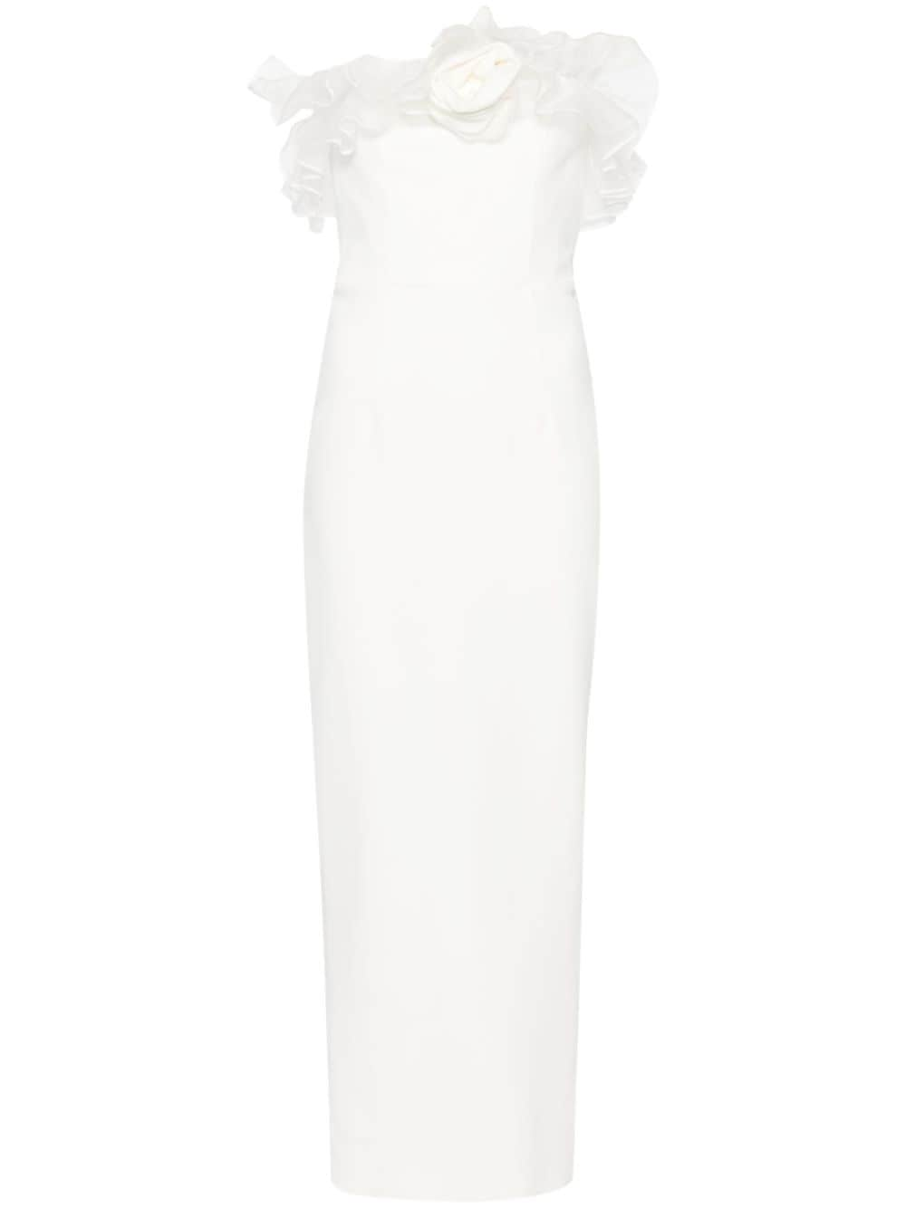 Alessandra Rich floral-appliqué cady gown - Neutrals von Alessandra Rich