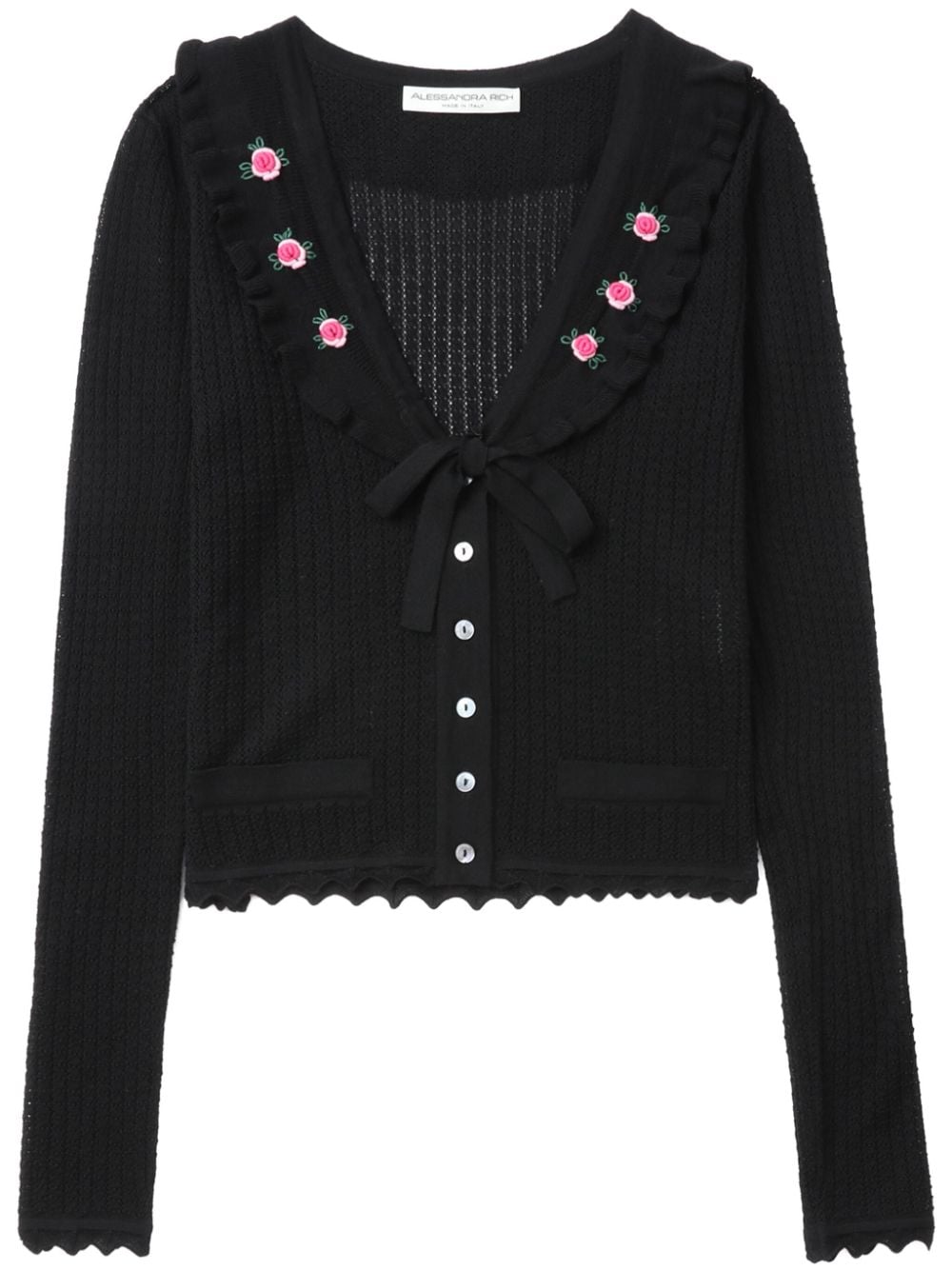 Alessandra Rich floral-embroidered cardigan - Black von Alessandra Rich