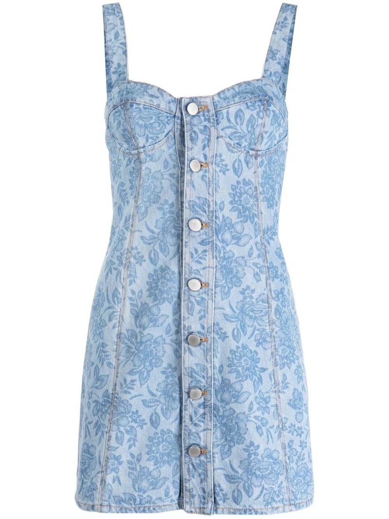 Alessandra Rich floral-print denim mini dress - Blue von Alessandra Rich