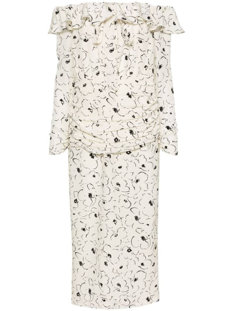 Alessandra Rich floral-print silk midi dress - Neutrals von Alessandra Rich