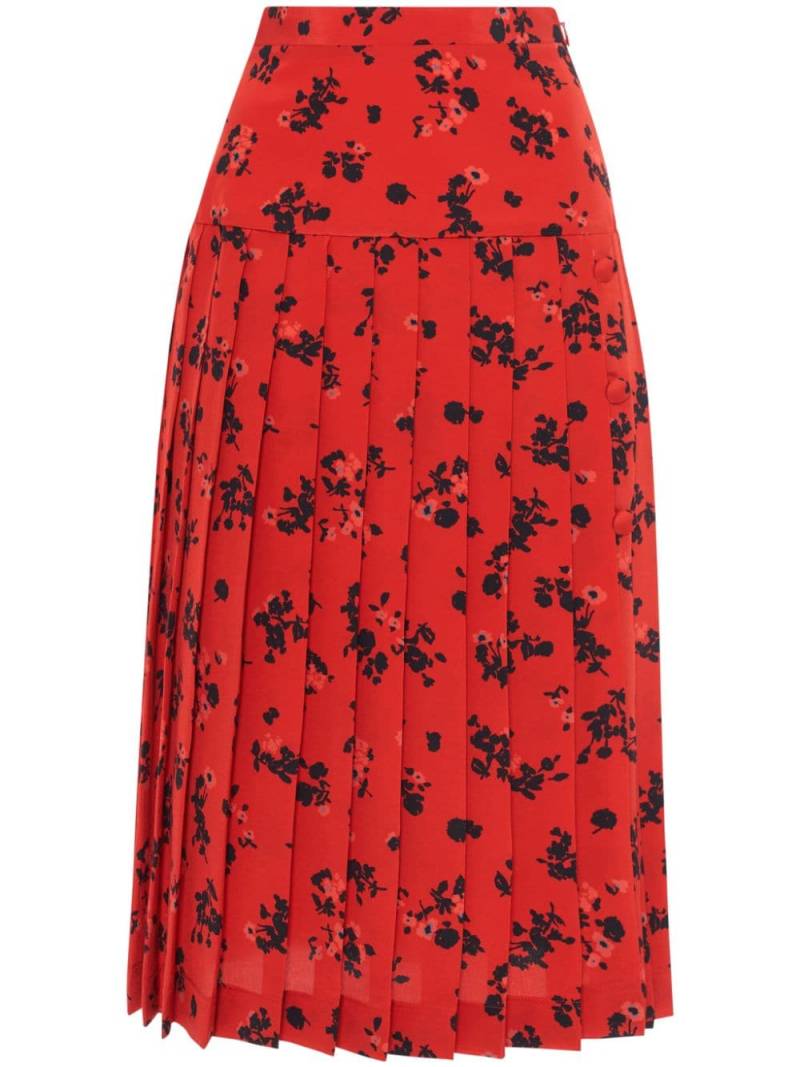 Alessandra Rich floral-print silk pleated skirt - Red von Alessandra Rich