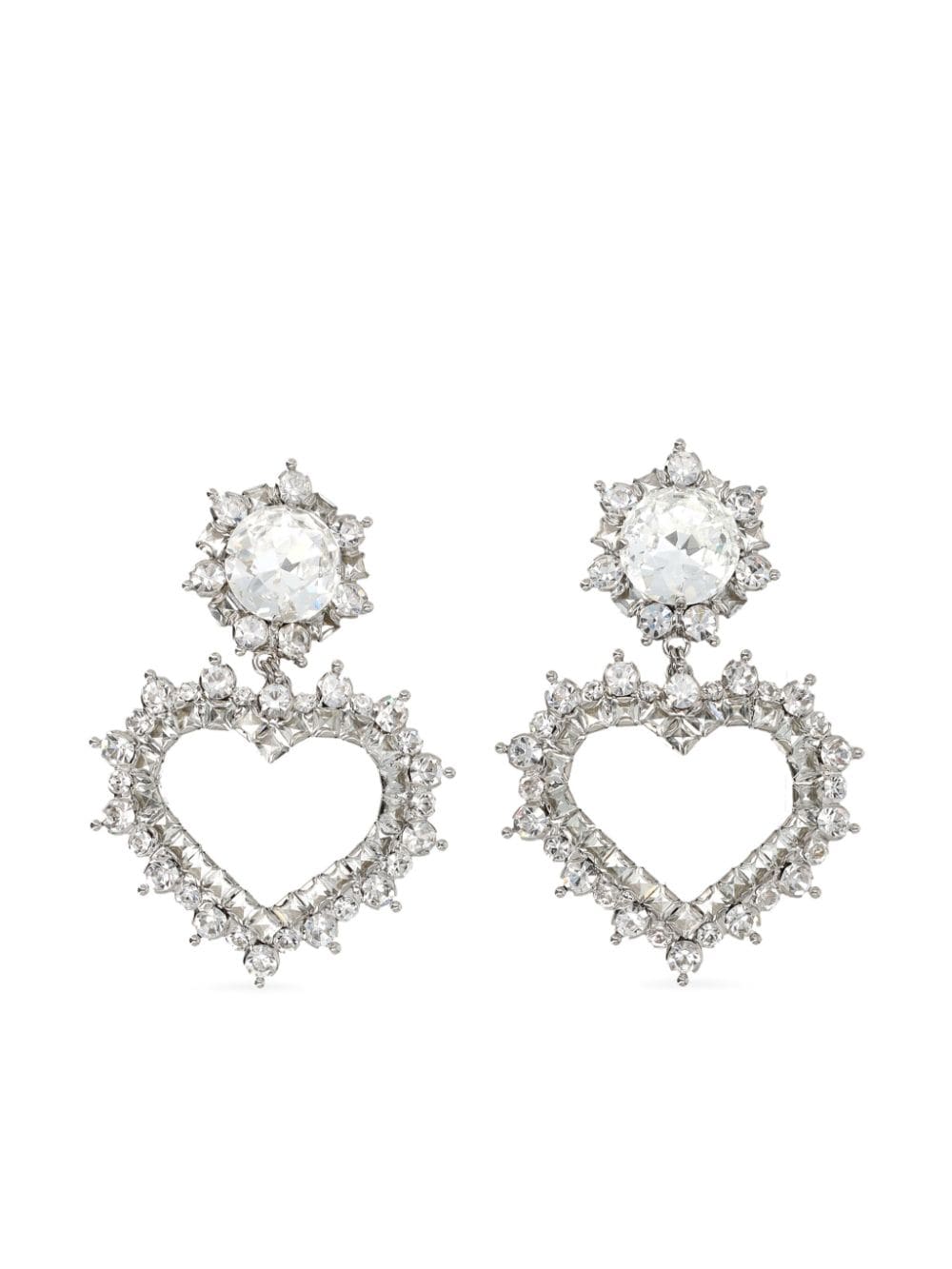 Alessandra Rich heart-motif drop earrings - Silver von Alessandra Rich