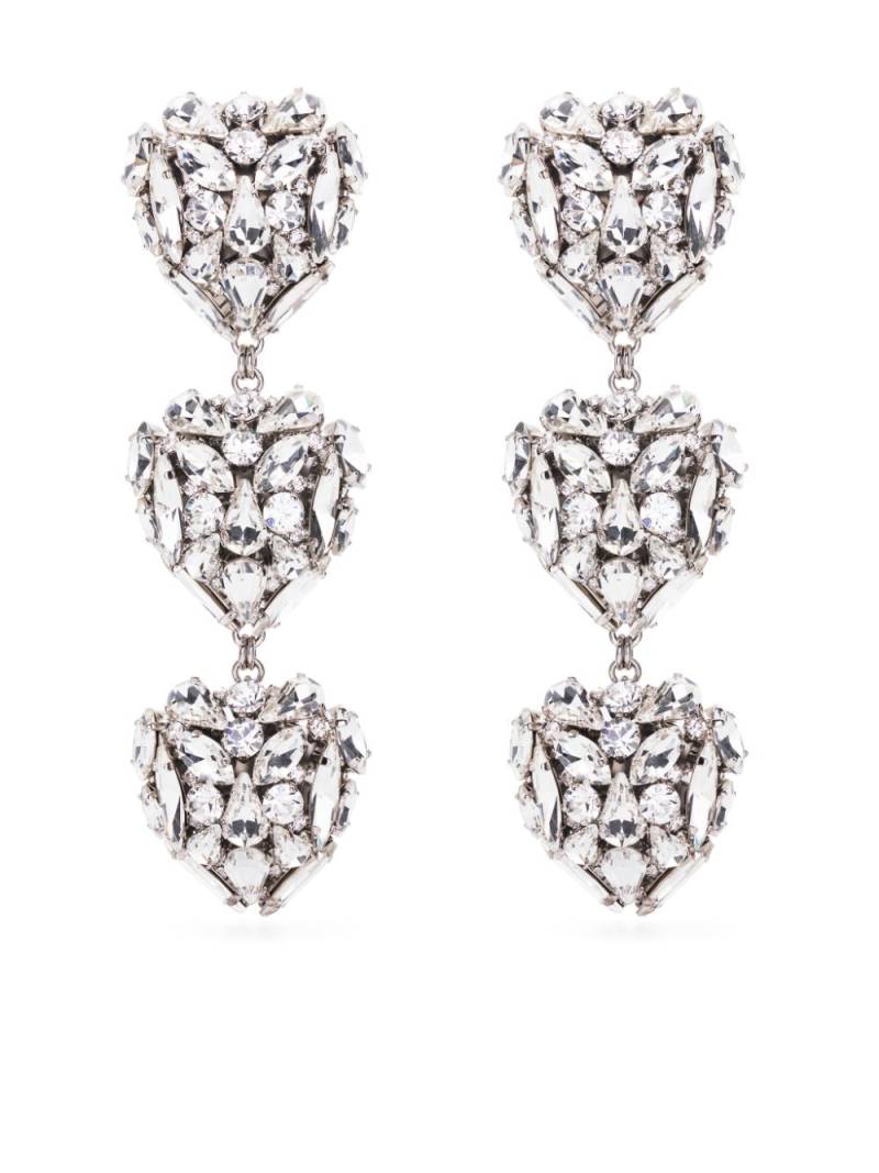 Alessandra Rich heart-shape crystal-embellished drop earrings - Silver von Alessandra Rich