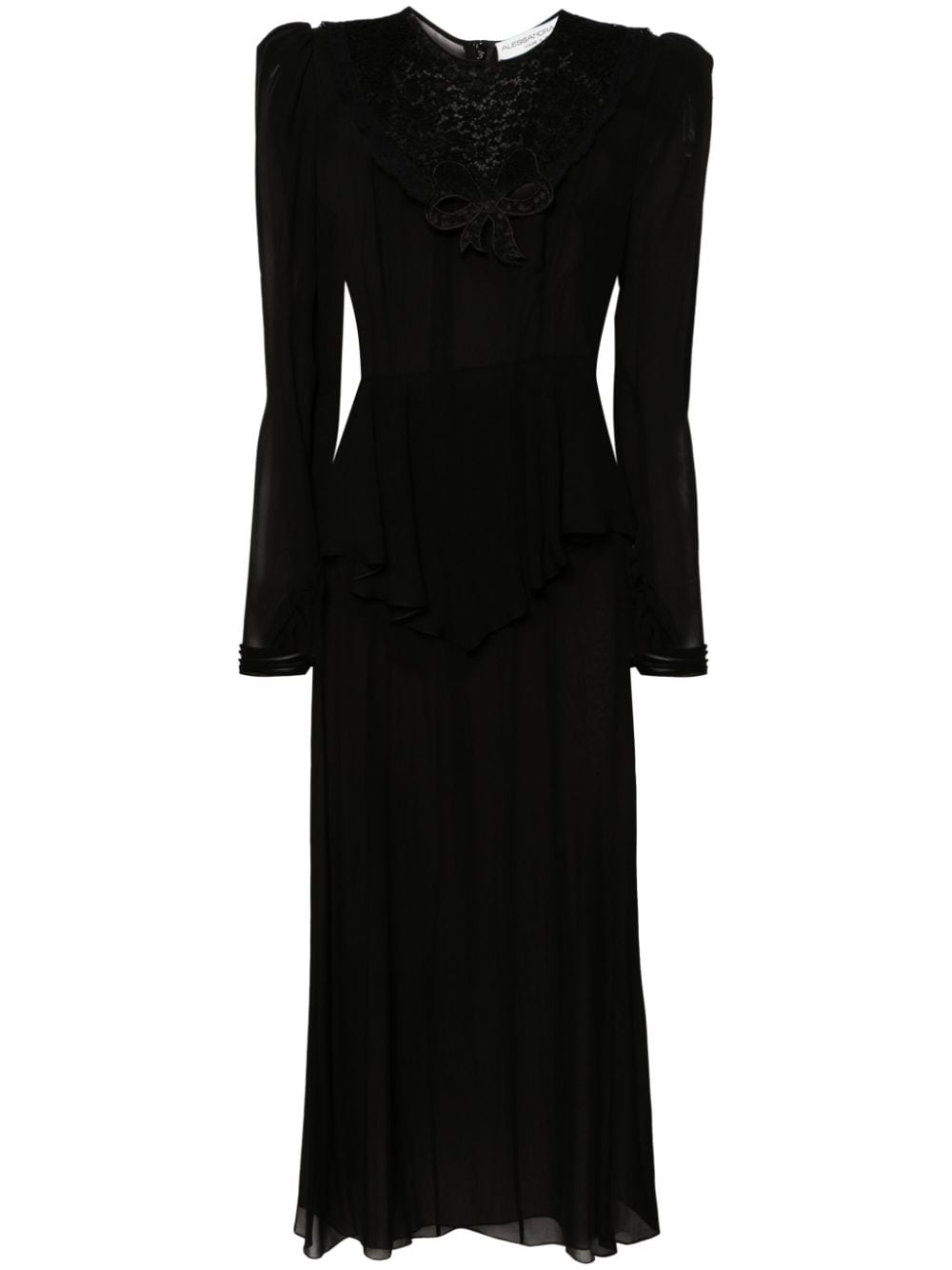 Alessandra Rich lace-jabot silk maxi dress - Black von Alessandra Rich