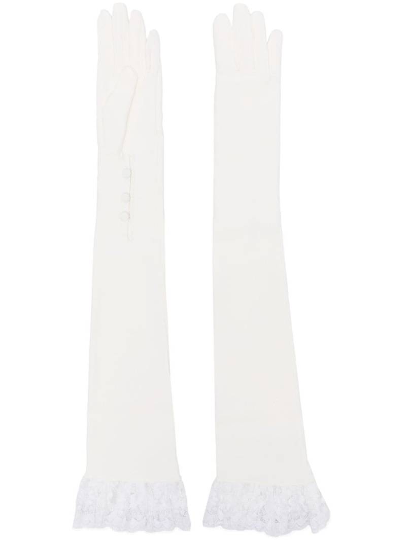 Alessandra Rich lace-trim cady gloves - White von Alessandra Rich