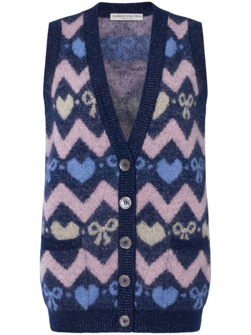 Alessandra Rich lurex-detail fair-isle vest - Blue von Alessandra Rich