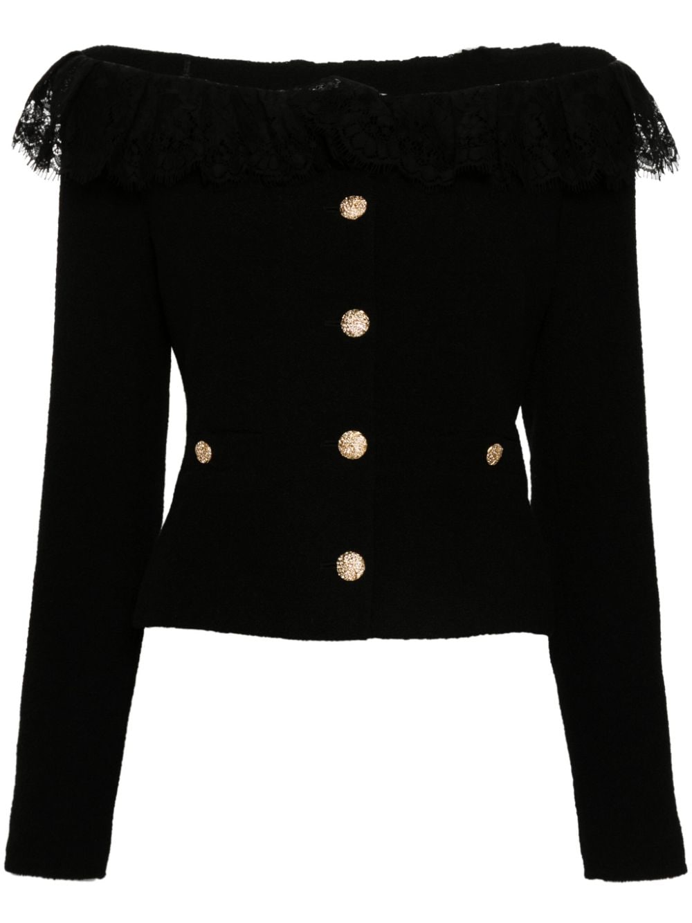 Alessandra Rich off-shoulder tweed jacket - Black von Alessandra Rich