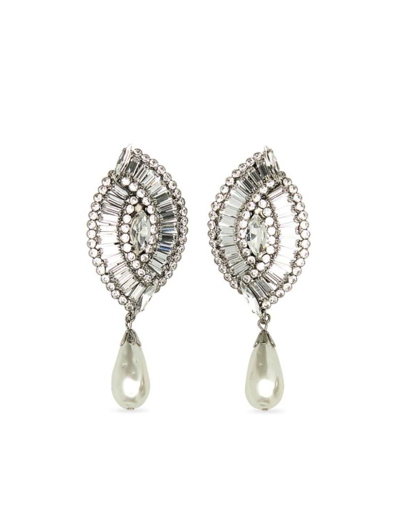 Alessandra Rich pearl pendant crystal earrings - Silver von Alessandra Rich